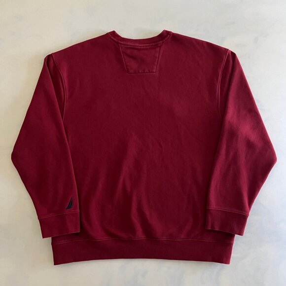Nautica Red Fleece Crewneck Deck Sweater - Picture 2 of 8